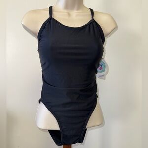 NWT Lycra (32) Brand New Black One Piece Swimsuit